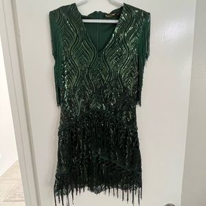 1920s Flappe, Long Fringed Gatsby, Roaring 20s Sequins Beaded Dress